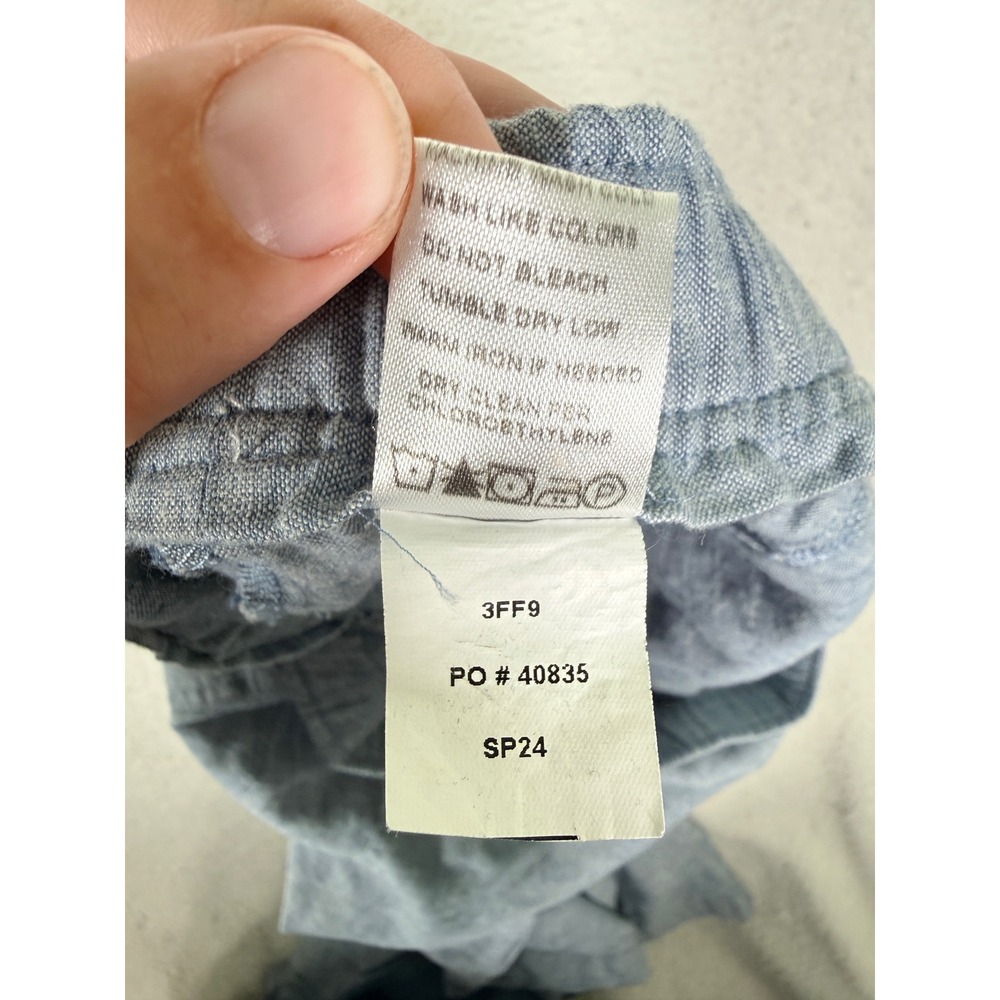 Orvis Linen Blend Pants Drawstring Light Blue Chambray Straight Leg Women Large - Picture 5 of 13
